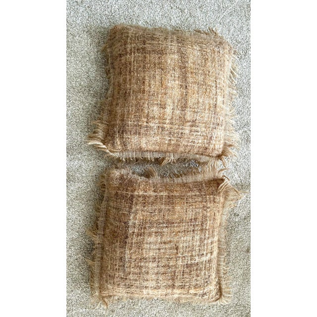 Vintage Irish Woven Down Pillows- a Pair For Sale - Image 4 of 8