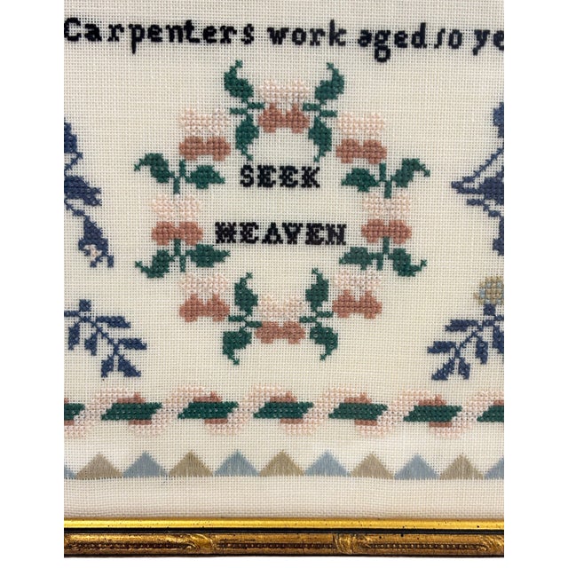 Folk Art 19th Century Reproduction Cross Stitch Sampler For Sale - Image 3 of 3
