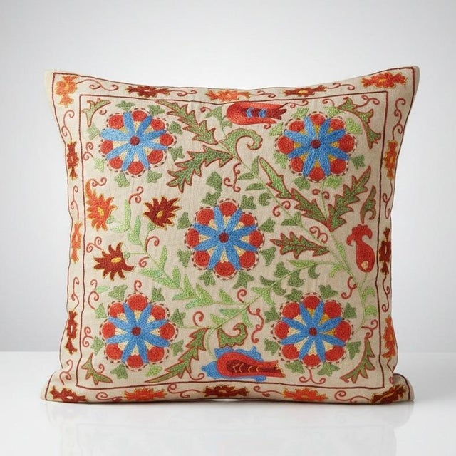 New Hand-Embroidered 100% Silk Cushion Cover – Authentic Uzbek Textile Art Elevate your home décor with this exquisite...
