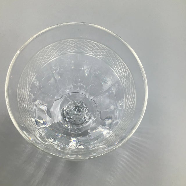 Glass Morgantown "Eton" Water/Wine Goblets Cut Ball Stem, With Cross Hatch Band -Set of 6 Crystal Glasses For Sale - Image 7 of 13
