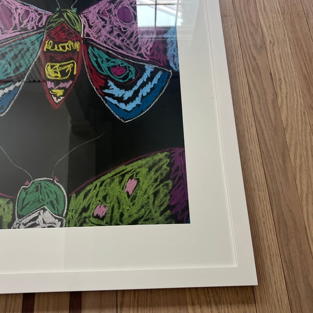 Contemporary Original Large Scale Framed Pastel Drawing of Butterflies For Sale - Image 3 of 6