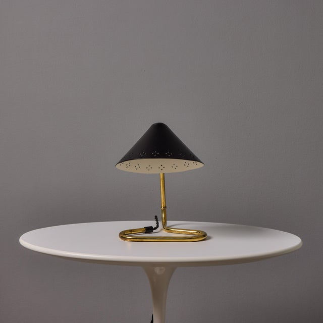 1950s Erik Warna 'Gk14' Black and Brass Perforated Shade Table Lamp For Sale - Image 10 of 18