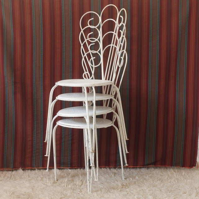 Vintage Stackable Garden Chairs, France, 1950s, Set of 4 For Sale - Image 9 of 18