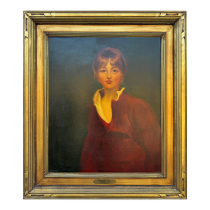 19th Century Large Oil on Canvas Painting of a Young Boy