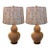 Lillian August Blush Double Gourd Table Lamps With Pleated Floral Shades - A Pair For Sale