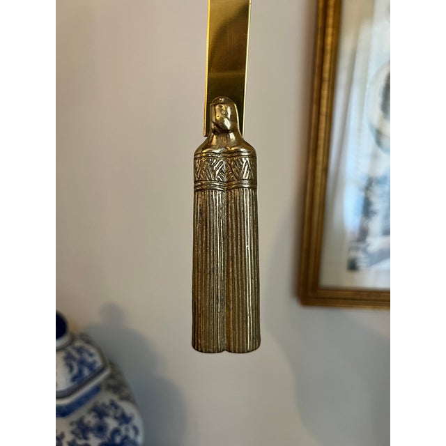 Brass Vintage Brass Bow & Tassel Picture Frame Decoration, 3pc Adjustable Wall Plate Hanger For Sale - Image 8 of 10