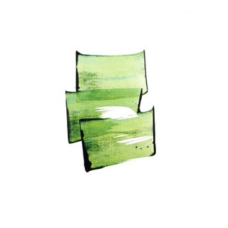 Contemporary Abstract Acrylic on Hahnemühle Paper Painting "Golden Green 08" by Emma Godebska For Sale