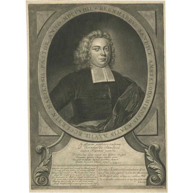 Portrait of Bernhard Sandyck, 1720, Paper For Sale - Image 5 of 5