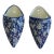 Pair of Blue and White Glazed Ceramic Floral Wall Pockets For Sale