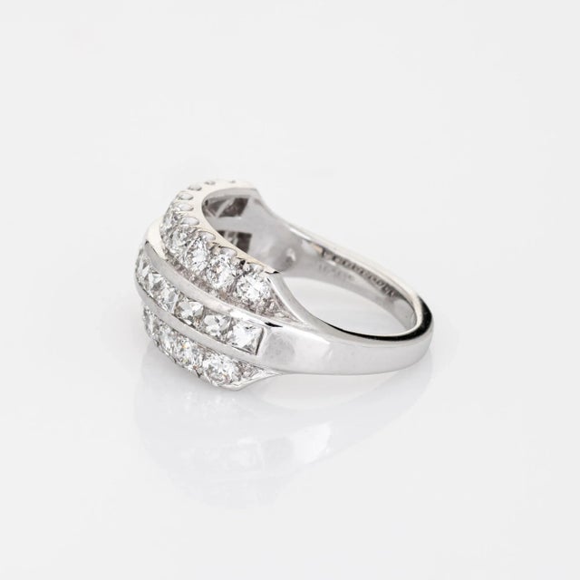 2ct French Cut Diamond Ring Vintage Platinum Band Sz 5.5 Estate Fine Jewelry For Sale - Image 4 of 7