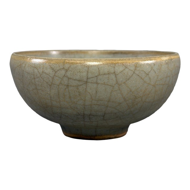 Antique Chinese Celadon Crackle‑Glaze Bowl, Collectible Antique For Sale