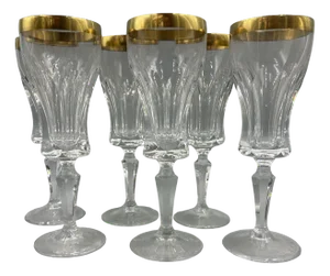 Wine Glasses with 18K Gold Rim by Franz Kaspar for Glashütte, 1950s, Set of 6