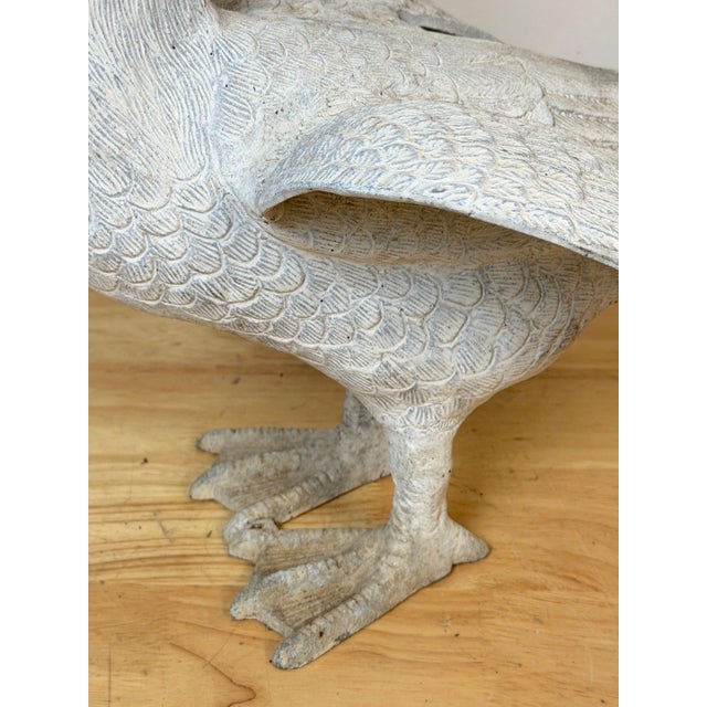 Pair 20th C. Zinc Alloy Swan Garden Sculptures Good Scale & Weathered Surface For Sale - Image 18 of 18