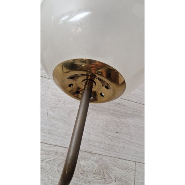 Vintage Wall Lamps in Brass with Etched Glass Sphere, 1950s, Set of 2 For Sale - Image 6 of 7