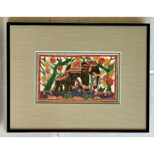 Figurative Circa 1990 Indian Rājasthānī-Style “Royal Elephant Procession” Folk Art – A Pair For Sale - Image 3 of 13