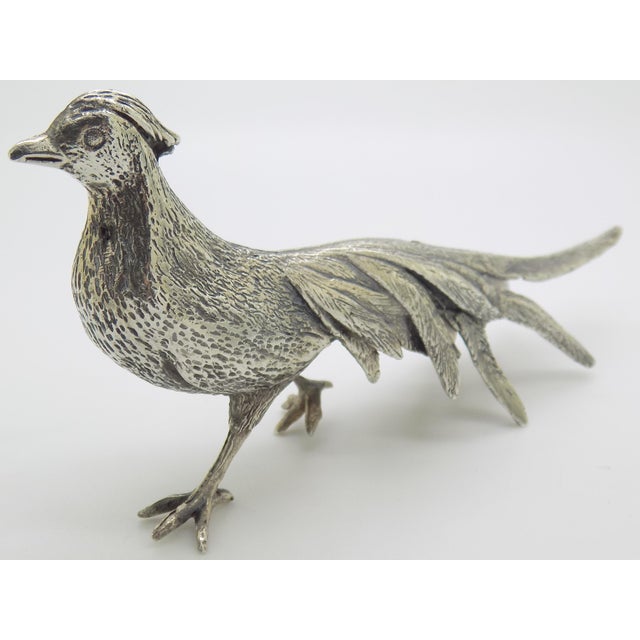 Vintage Italian Handmade Silver 800 Pheasant Large Figurine Animal Sculpture For Sale - Image 4 of 12