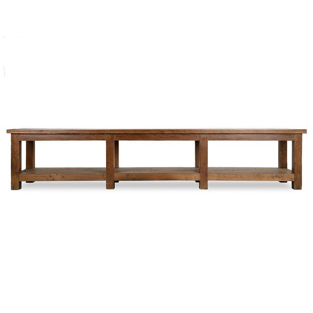 Long Wooden Coffee or Low Console Table, in Good conditions. This piece is designed in the style of the selected designer...