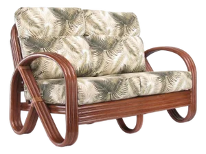 Restored Three-Strand 3/4 Pretzel "Kauai" Rattan Settee Sofa