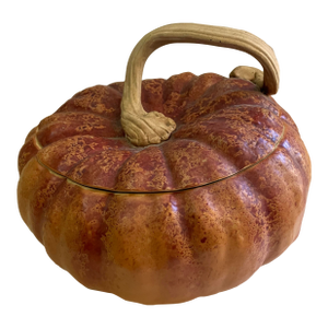 Large Artisan Majolica Pumpkin Tureen - Callaway Gardens '95
