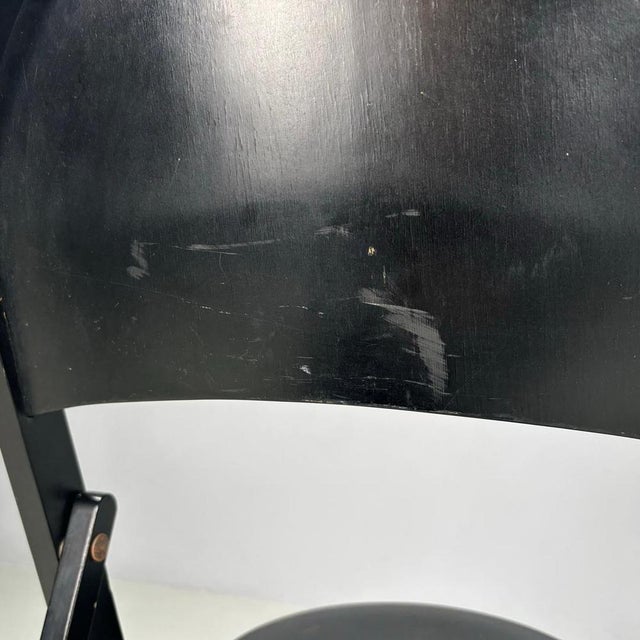 Italian Mid-Century Modern Black Folding Chair Tric Castiglioni Bonacina, 1960s from Hille For Sale - Image 13 of 18