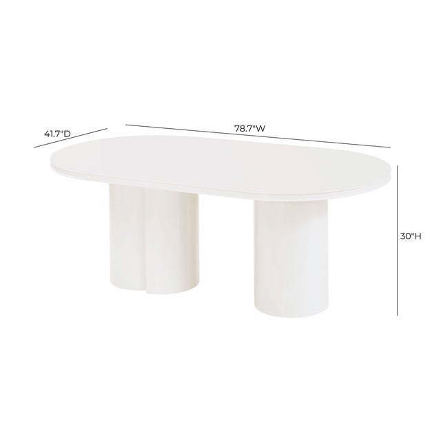 Elora White Lacquer Oval Dining Table For Sale - Image 9 of 10