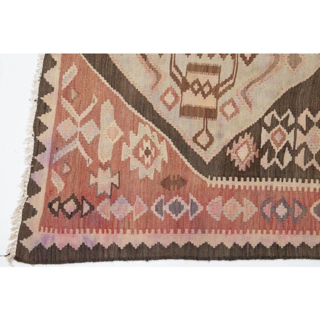 1960s Vintage Kilim Handmade Multicolor Geometric Wool Rug For Sale - Image 4 of 7