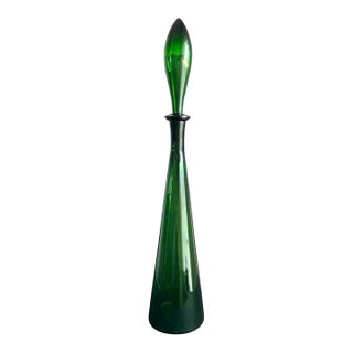 Empoli Genie Bottle Green XL 29" MCM Italian Art Glass Made in Italy Attributed For Sale