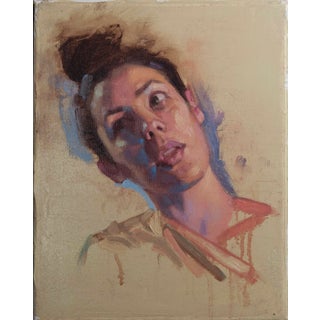 Head Study 2 by Richard T Scott | Oil on canvas portrait of a woman looking upward. For Sale
