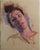 Head Study 2 by Richard T Scott | Oil on canvas portrait of a woman looking upward. For Sale