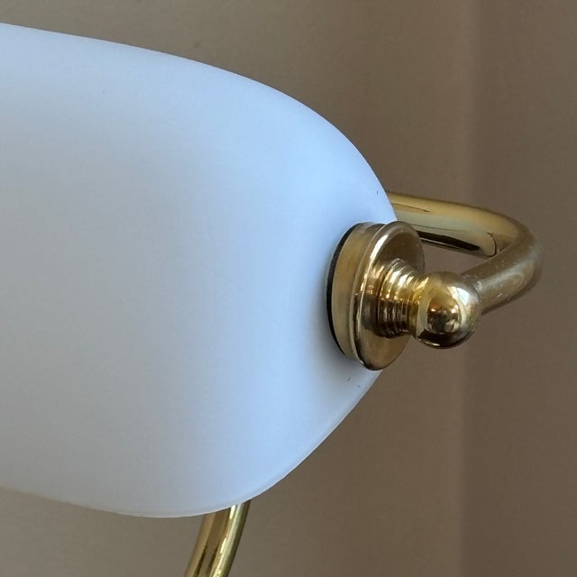 Late 20th Century Late-20th Century Mini Banker's Task Lamp W/ Frosted Glass Shade For Sale - Image 5 of 17