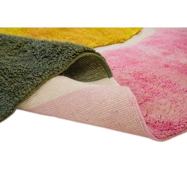 Textile Abstract Color-Block Hand-Knotted Wool Rug | 8'7" X 6'11" | One of a Kind For Sale - Image 7 of 7