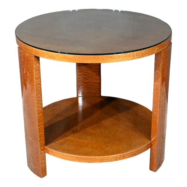Art Deco Amboyna Burl Pedestal Table, 1930 For Sale