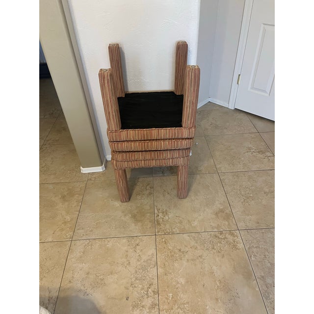 Pair of Mid Century Modern Parsons Style Upholstered Ottomans/ Stools For Sale - Image 11 of 12