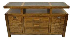 Schnadig Home Collections River Run Oak Sideboard Buffet Credenza W/ Granite Top