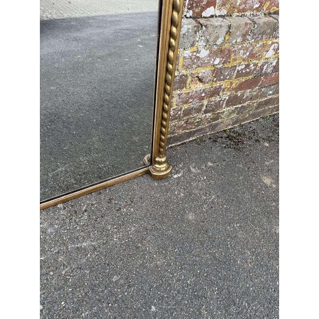 Large English 19th Century Arched Top Rope Twist Gilt Overmantle Mirror For Sale - Image 4 of 7