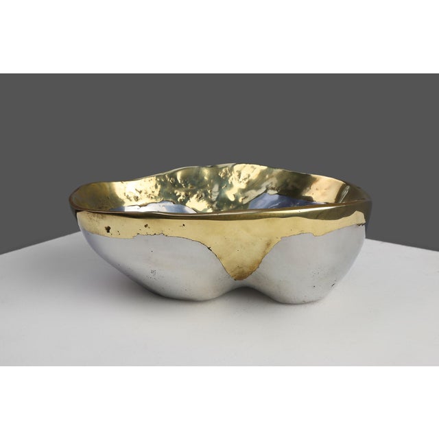 Mid-Century Modern Candleholder and Bowl in Aluminum and Brass from David Marshall, United Kingdom, 1970s, Set of 2 For Sale - Image 3 of 13
