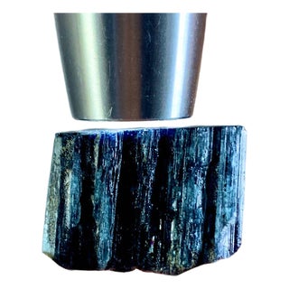 Electric Teal Cap Vivid Neon Blue Tip on a Deep Indigo Afghan Tourmaline For Sale