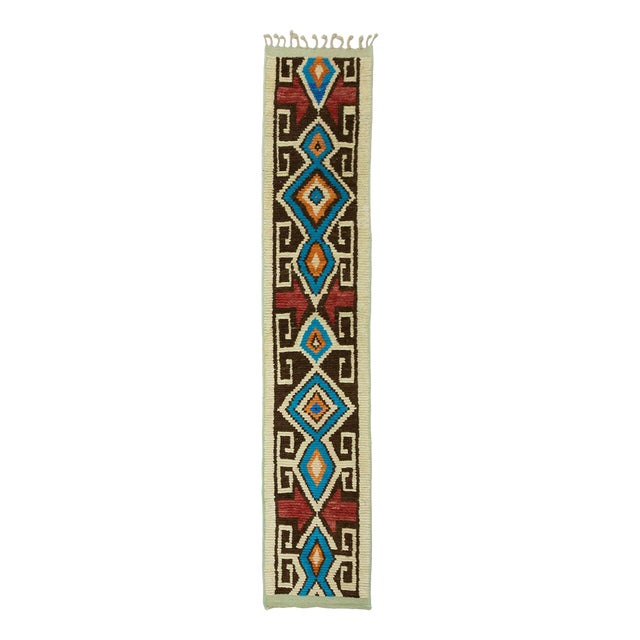 Hand-Knotted Moroccan Wool Runner Rug by Azele Studio For Sale