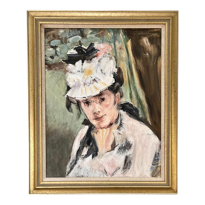 Mid-Century Portrait Painting Oil on Canvas After Edouard Manet