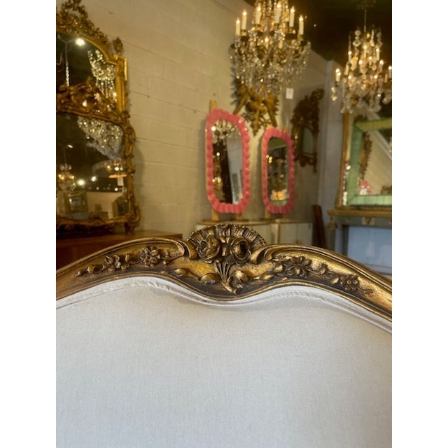 Late 19th C French Louis XV Giltwood Bergere For Sale In Dallas - Image 6 of 7