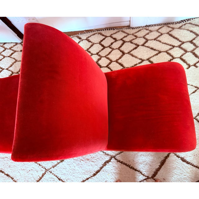 1990s Italian Red Velvet Dialogica “Splash” Sculptural Dining Chairs — Set of 4 For Sale - Image 17 of 18