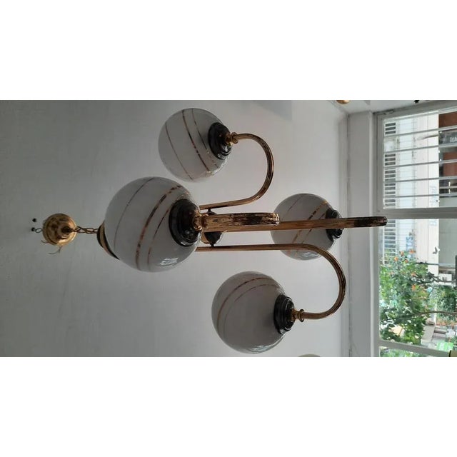 Sputnik Opaline Bronze Chandelier, 1970s For Sale - Image 3 of 7
