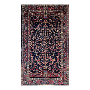 Vintage Indian Agra Rug, Handwoven Wool Pile, Allover Floral Design, 3' x 5'