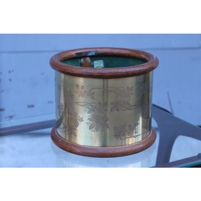 Brass and Wood Plant Basket, Italy, 1970s For Sale - Image 12 of 12