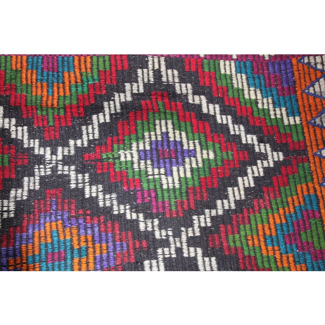 Tribal Vintage Anatolian Cicim Kilim With Diamond Motifs – Handwoven Tribal Flatweave -6' 4'' X 8' 4'' For Sale - Image 3 of 13