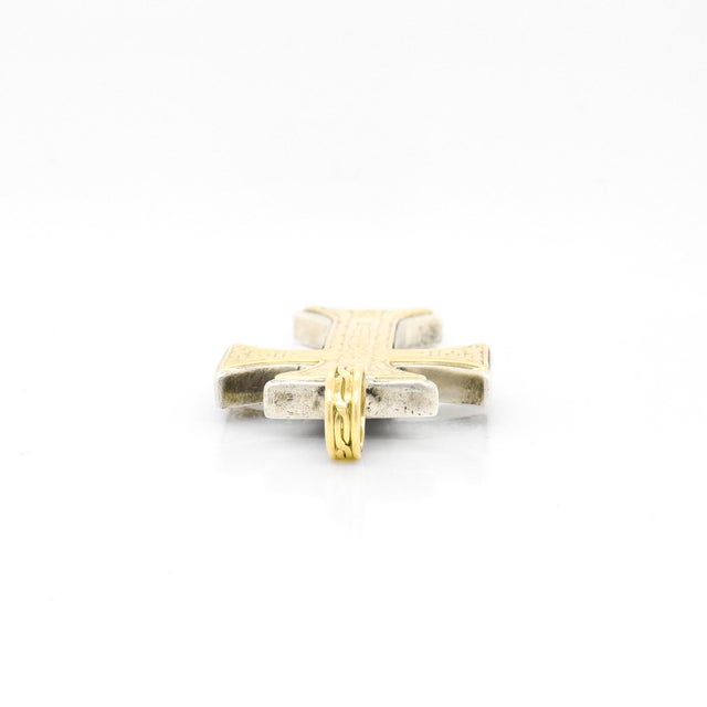 Konstantino 18k and Sterling Silver Byzantine Orthodox Style Pendant Cross For Sale - Image 11 of 12
