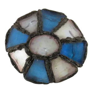 Line Vautrin Blue and White Mirrors Talosel Signed Brooch Pin
