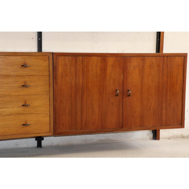 Modular Wall-Mounted Bookcase in Teak and Brass, 1960s For Sale - Image 13 of 18