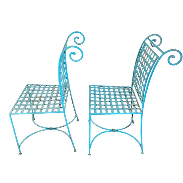 Italian Mid 20th Century Wrought Iron Patio Chairs, Attributed to Salterini - A Pair For Sale In Oklahoma City - Image 6 of 11