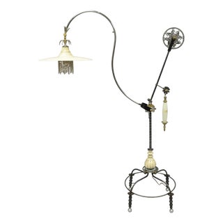 Vintage Retro Steampunk Adjustable Cantilever Pulley Victorian Floor Lamp For Sale